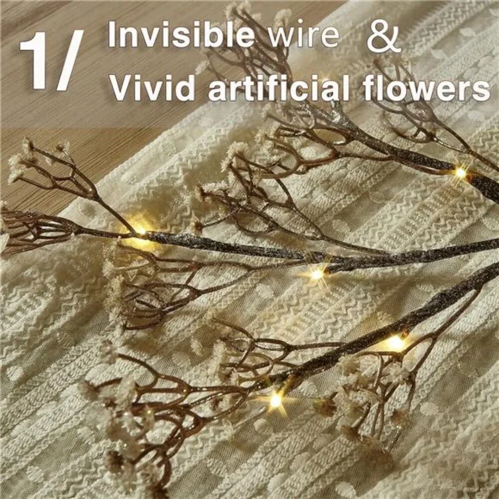 Lighted Garland Flowers for Mantle with Timer Battery 48 LED 6ft Vine Garlands